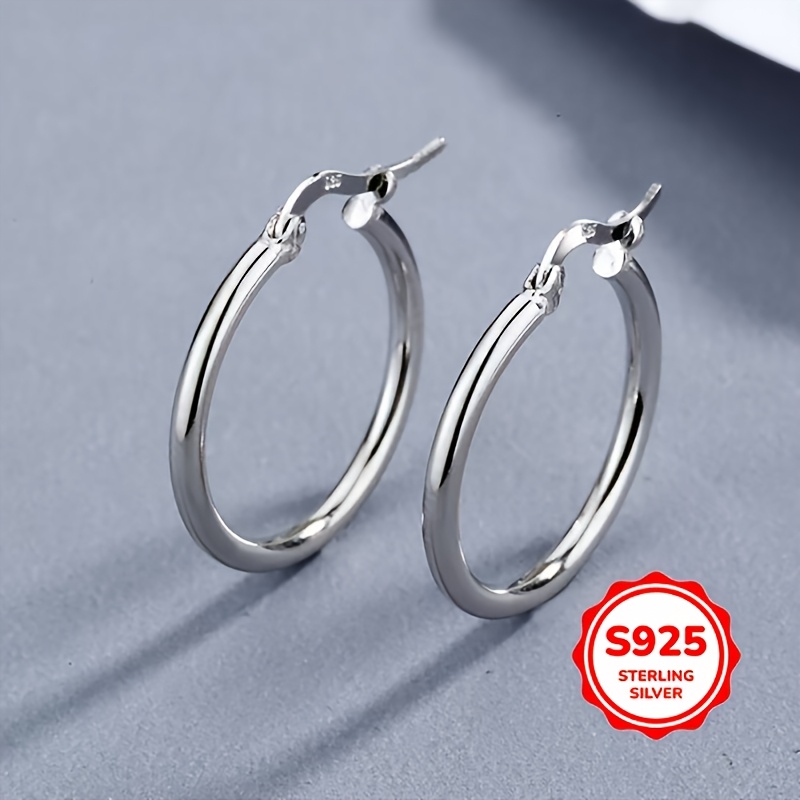 Women's 925 Sterling Silver Tubular Hollow Earrings