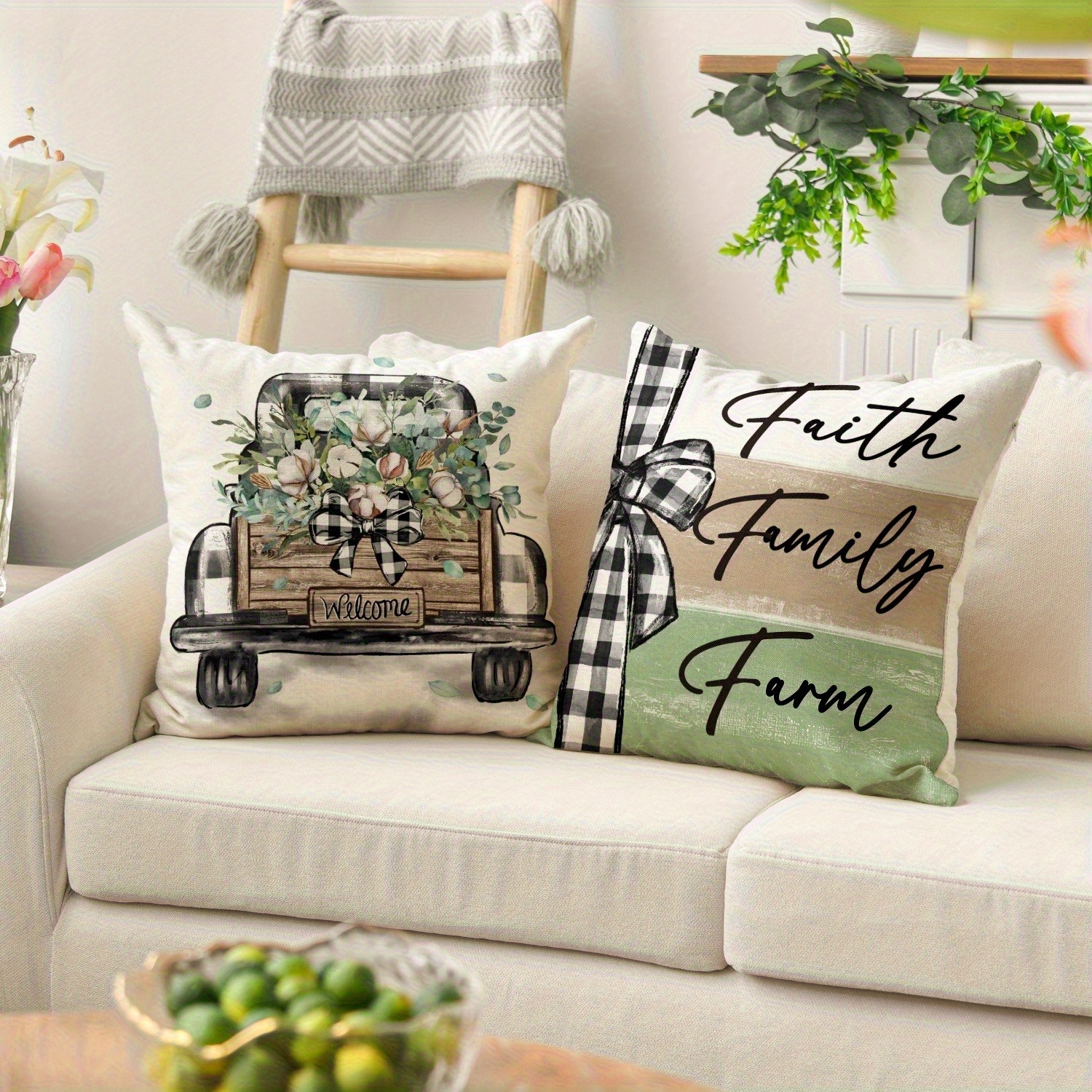 4pcs   pillow covers double sided   decor with floral rustic truck designs soft plush zipper closure cushion cases machine washable for living room bedroom sofa multiple sizes pillow covers for living room bedroom accents   print interior designers 2d flat Product details 7