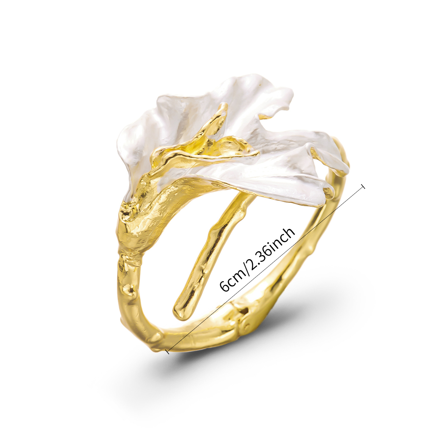 Metallic Floral Bangle with Exaggerated Style
