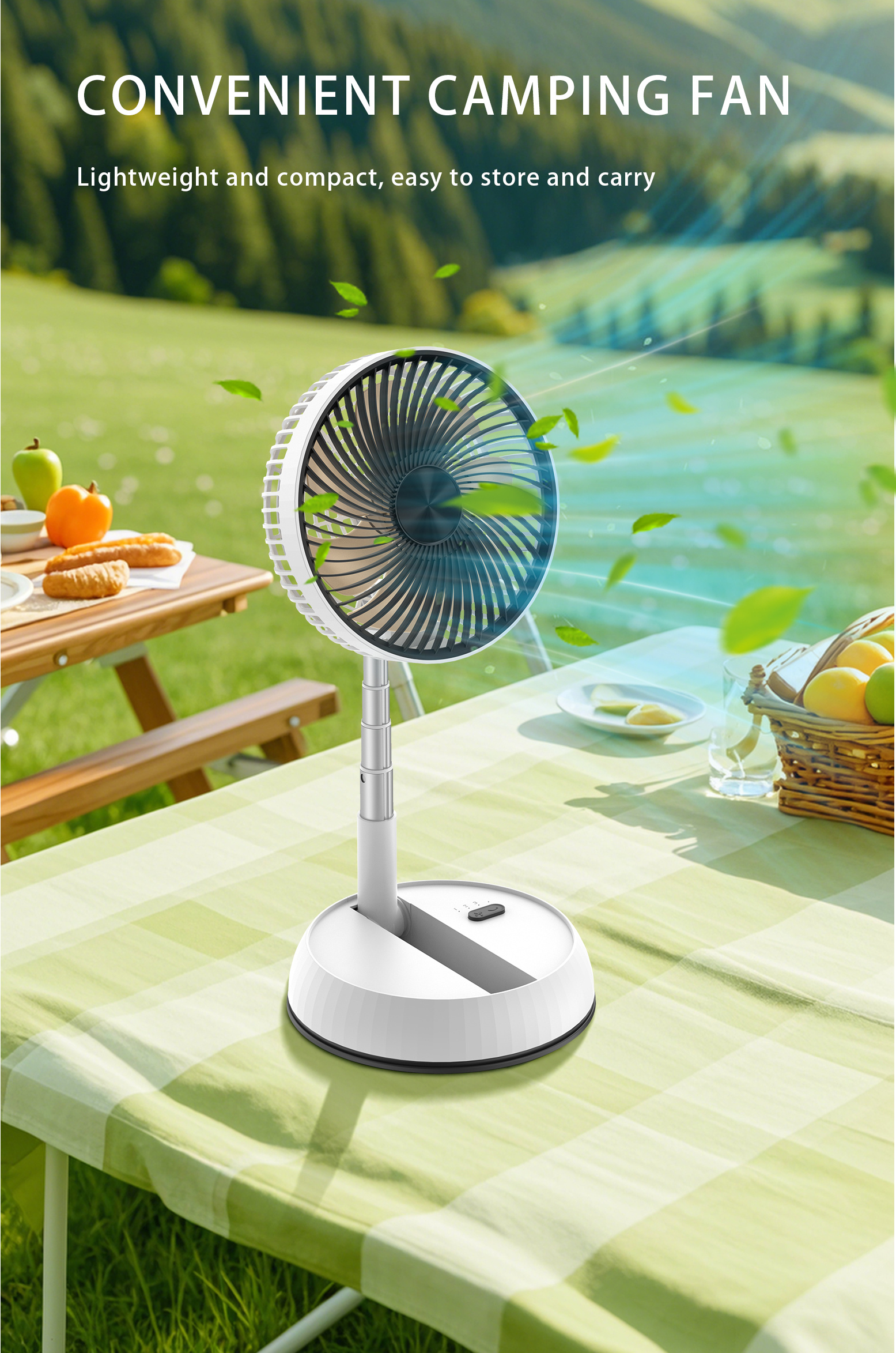 Remote Control Retractable Folding Vertical Fan USB Outdoor Camping Convenient Fan 180° And 90° Shaking 8-Inch Desktop Fan