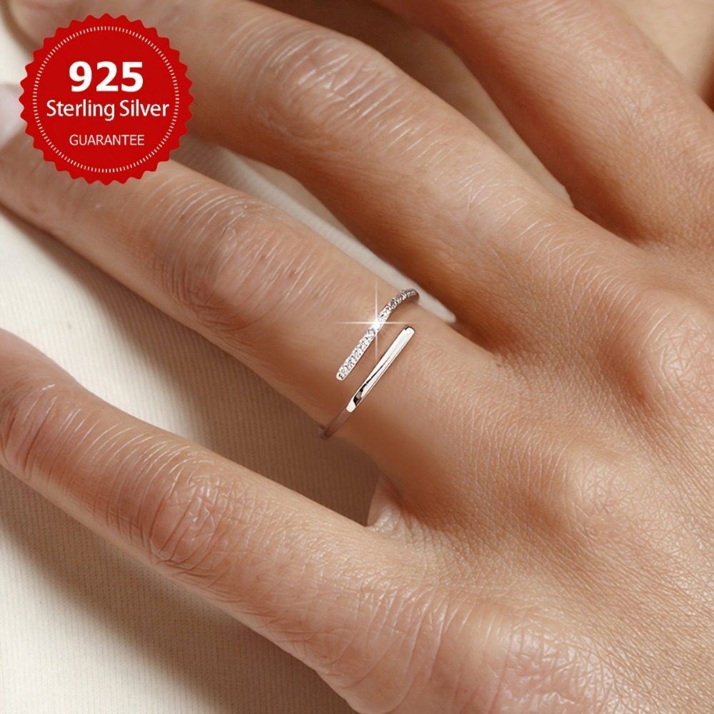 Adjustable Ring for Women Made of S925 Sterling Silvery, Perfect for Weddings. This Wedding Band Is Ideal for The Wedding Season, Anniversaries, And Can Be Stacked As a Promise Ring. A Thoughtful Gift for Ladies on Thanksgiving, Valentine'S Day