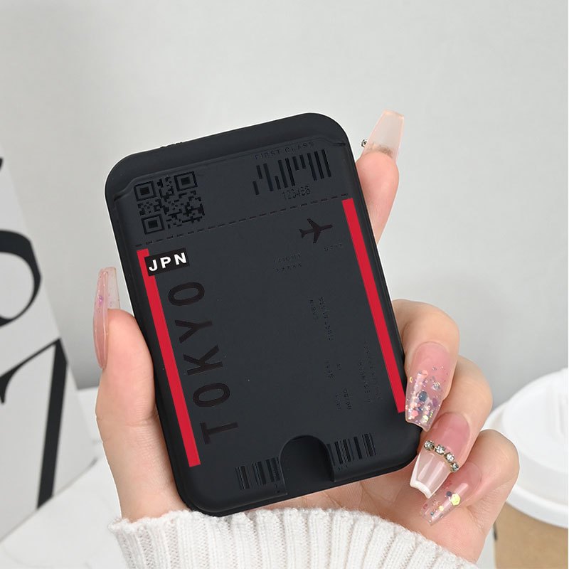 TEMU To Tokyo Pattern, Powerful Magnetic Mobile Phone Card Holder Back-mounted, Credit Card Holder, Pc Material, Suitable For All Magnetic Mobile