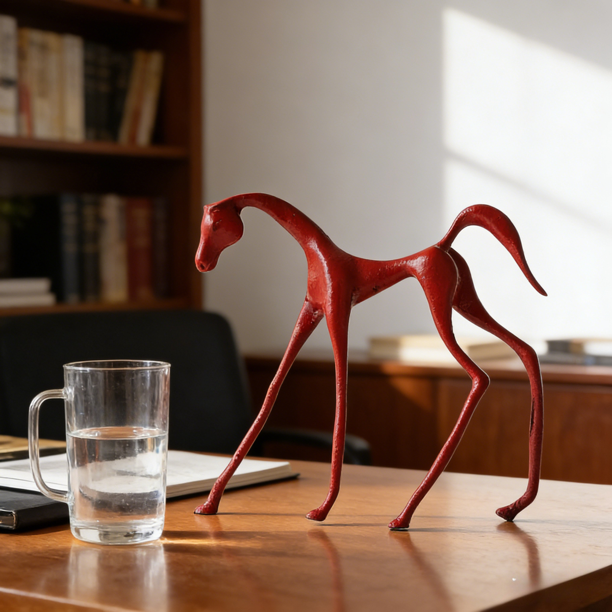 A European-Style Minimalist Geometric Metal Horse Figurine | Hollow Artistic Soft Decoration for Living Room Or Office Desktop Display, Modern Decor
