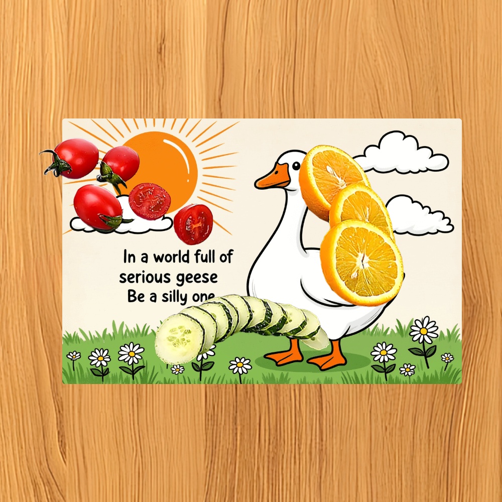 silly goose glass cutting board set funny whimsical kitchen decor durable easy clean tempered glass chopping board gift for goose lovers home cooks
