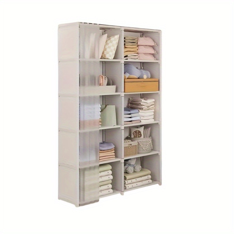 TEMU 15-grid Bookshelf - Single And Double , Easy To Assemble Bookshelf, Easy Clothing Storage Wardrobe For Home, Multifunctional Dustproof Storage