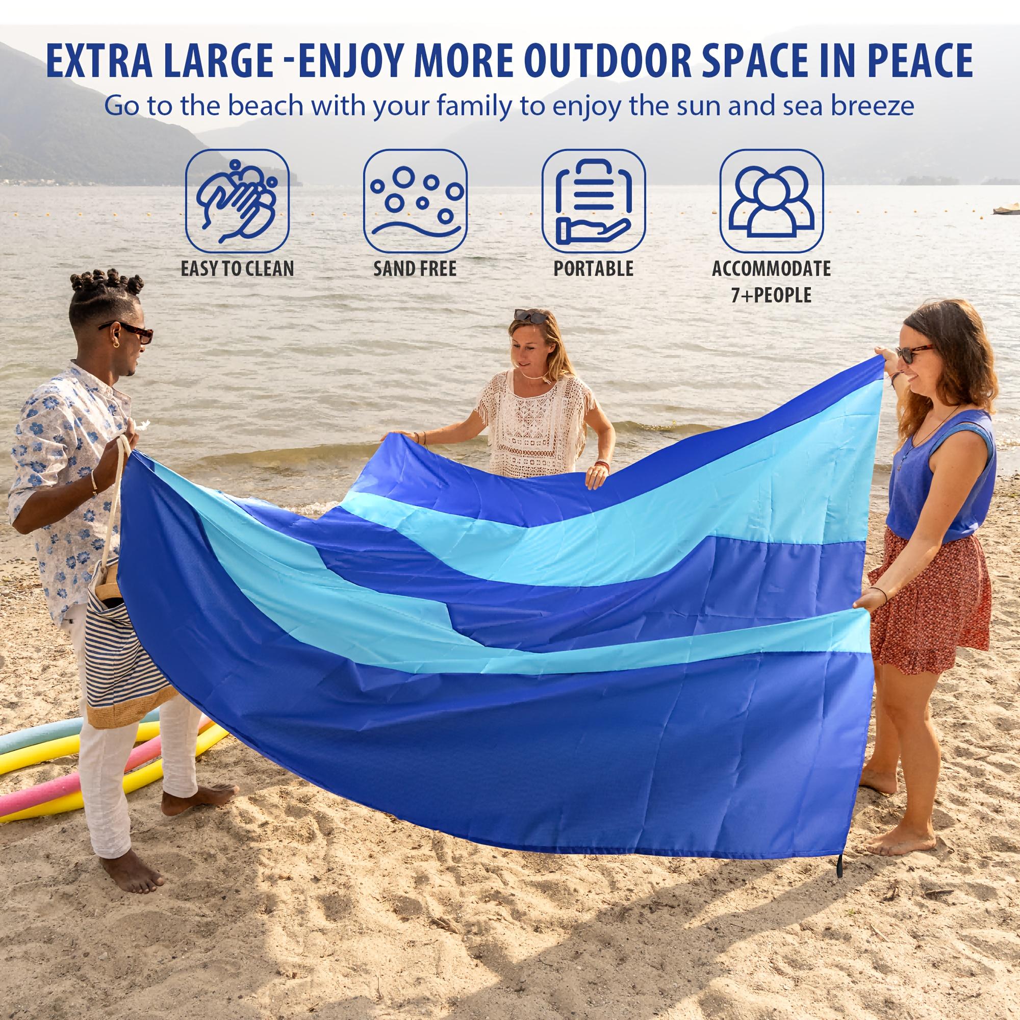 TEMU Extra-large 4-7 Person Anti-sand Picnic Picnic Mat | Lightweight Moisture-resistant Beach Blanket | Portable And Easy To Store For Camping And