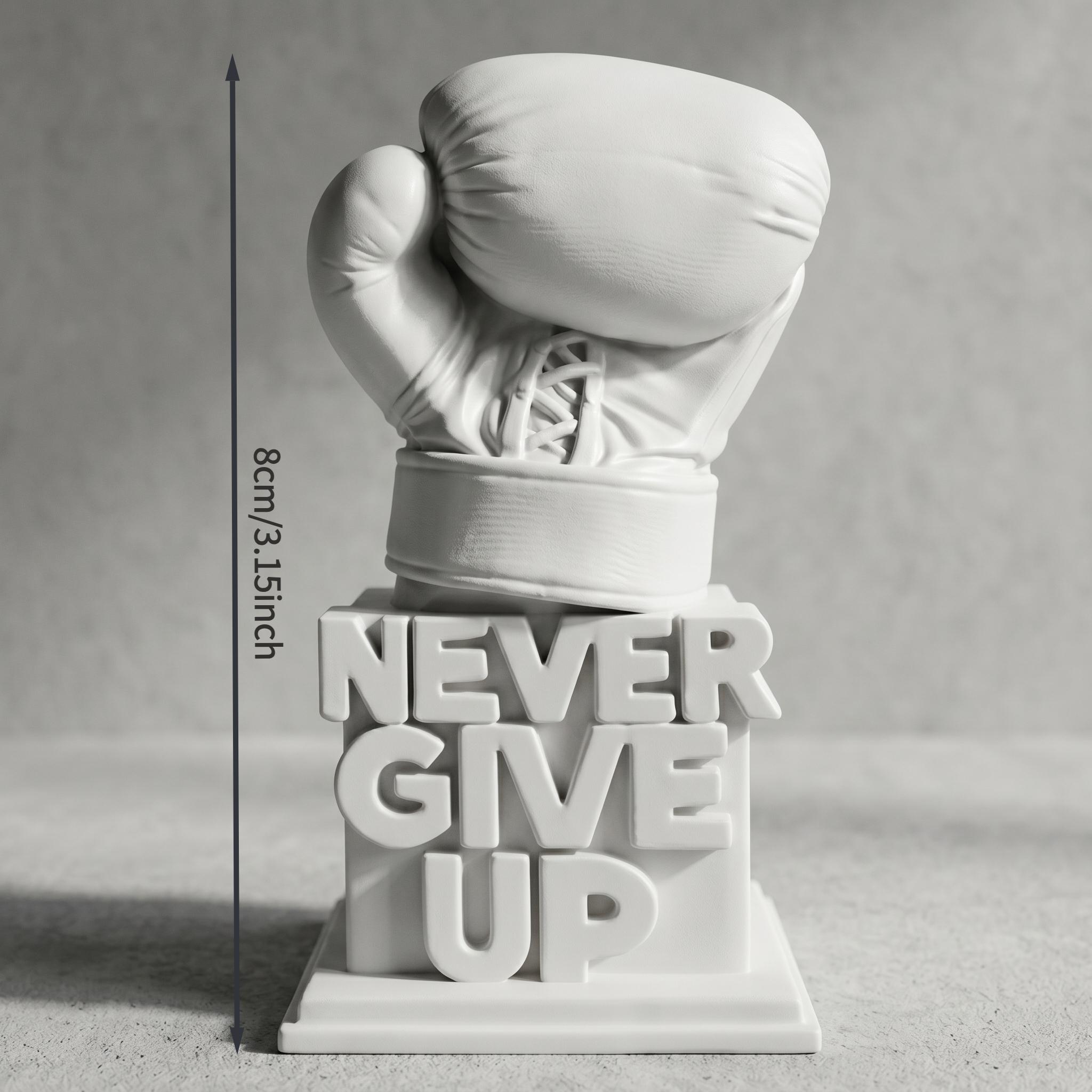 1 3d-printed "never Give Up" Motivational Boxing Glove Ornament, Suitable As A Desktop Decoration, Office Ornament, Or An Inspirational Gift For Or
