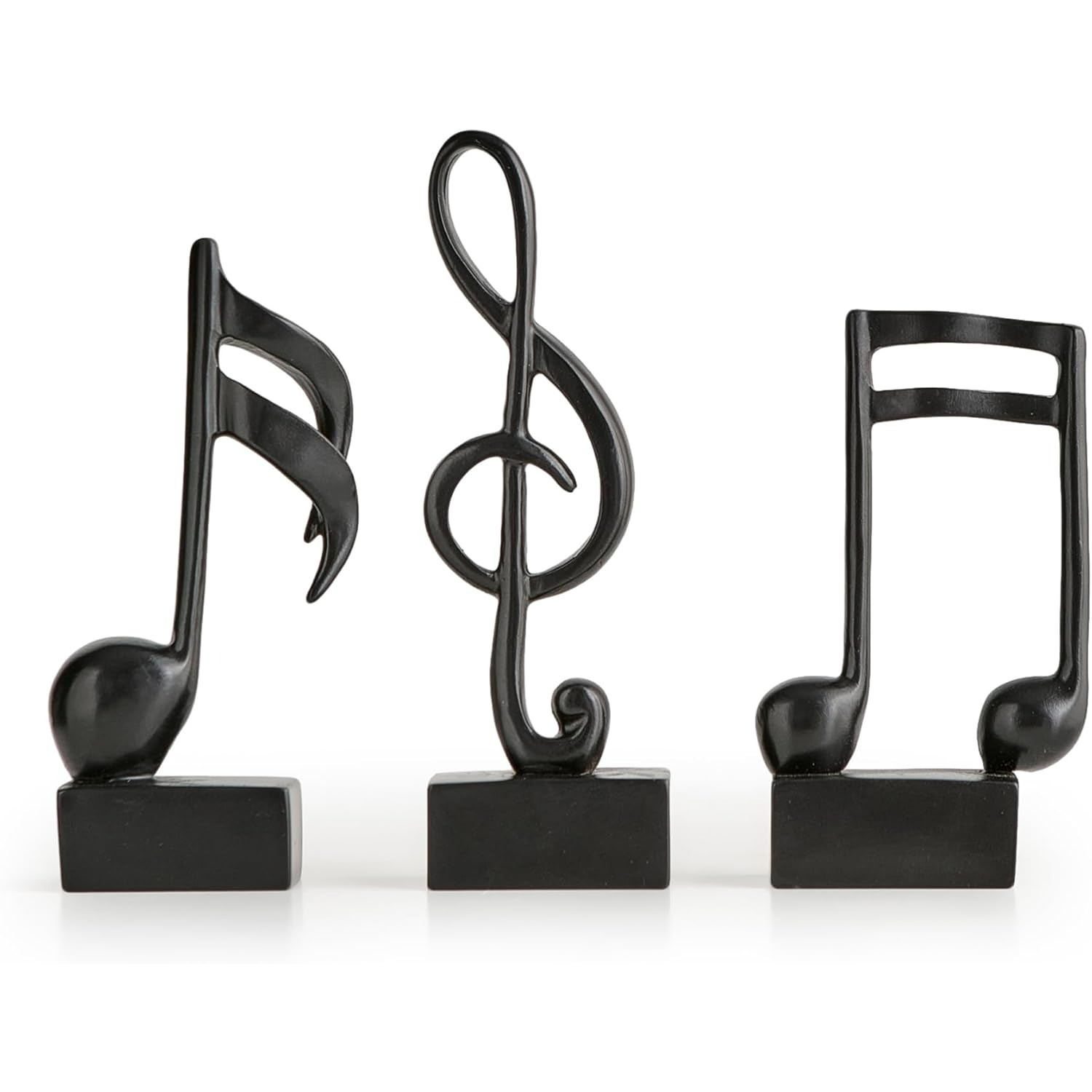 Image of 3pcs Music Note Decor Modern For Home Decor Desk Decorations Black Decor Statue Sculpture For Room Office Bookshelf Music Room Decor