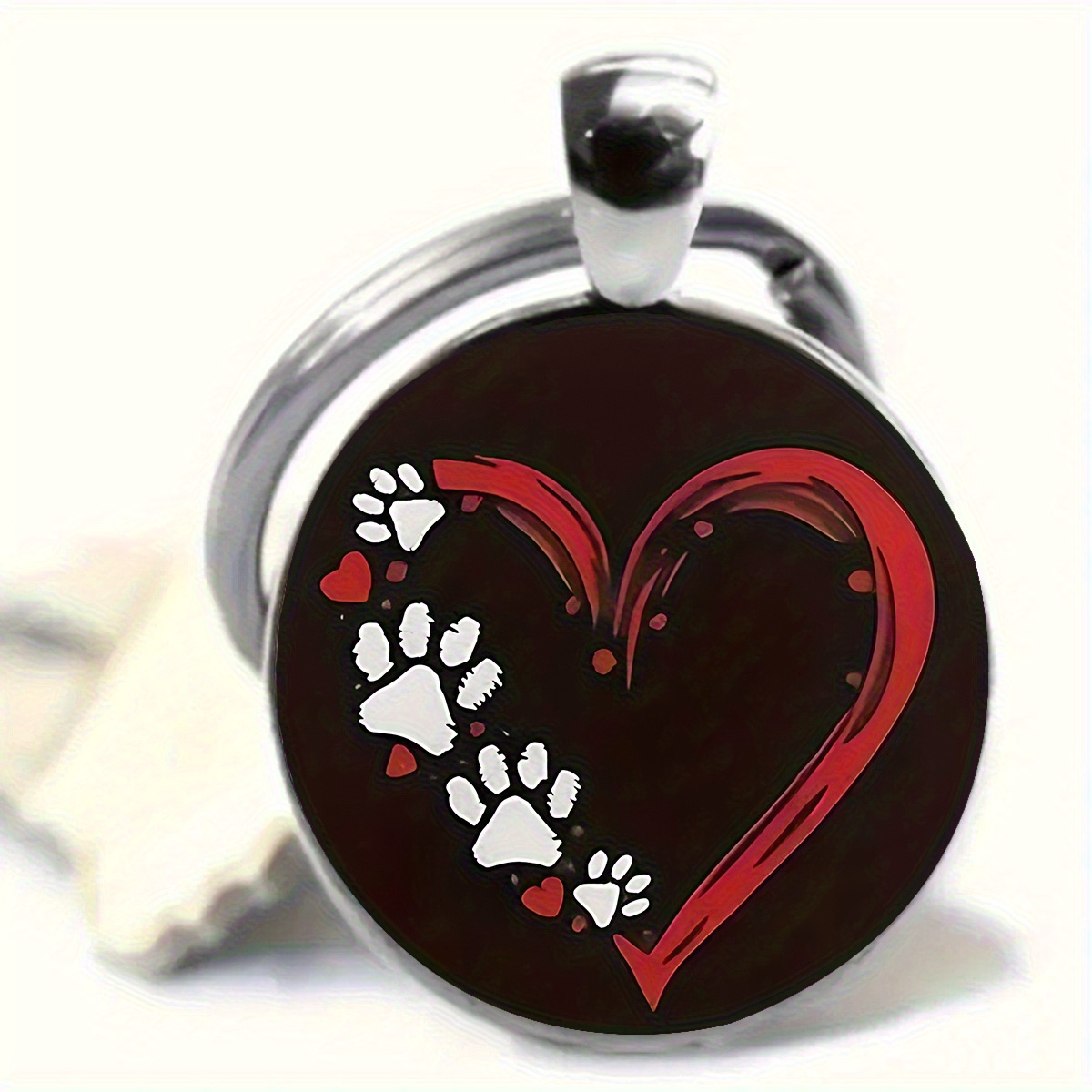 TEMU 1 Heart-shaped Keychain With Paw Print - Heavy-duty Keychain, Gift For Owners, Birthday/valentine's Day Gift - Compatible With Car Keys, Bags,