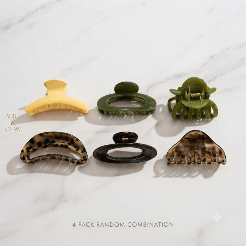 TEMU 4 Random Large-sized Thick Hair Claw Clips, Made From High-toughness, Break-resistant Acrylic Material. Features Built-in Reinforced Springs For