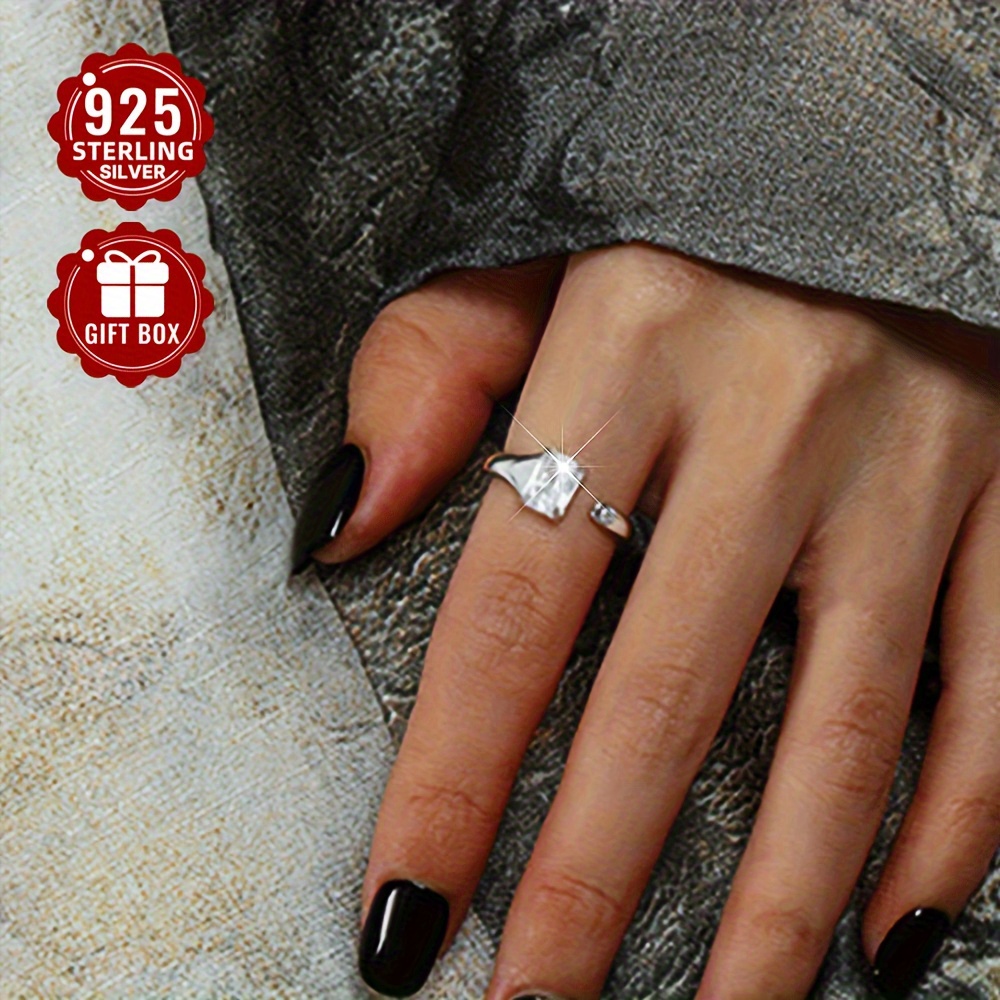 Adjustable Open Ring 925 Sterling Silver Zirconia Jewelry for Banquets