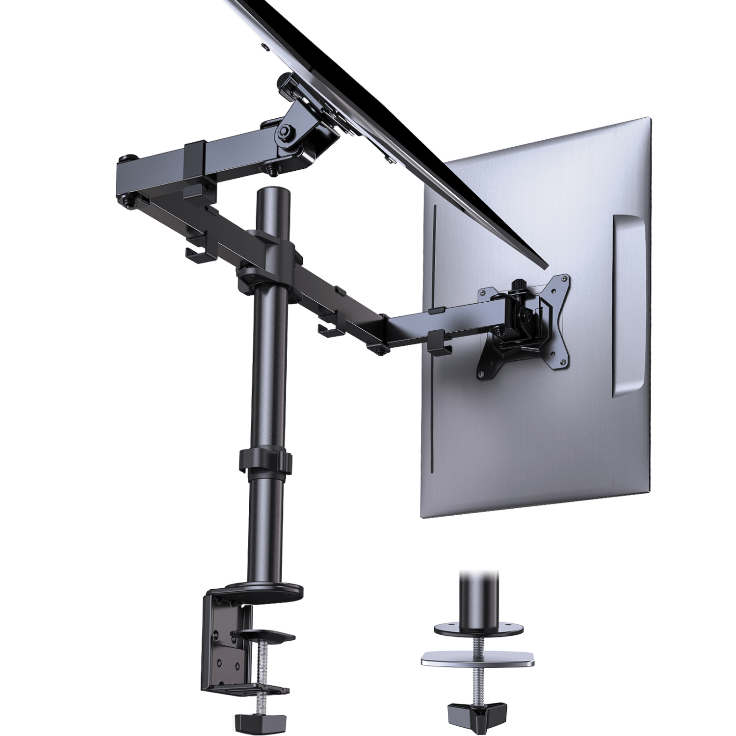 

Heavy-duty 32" Dual Monitor Desk Mount - Supports Up To 17.6 Lbs , Adjustable Height & ,