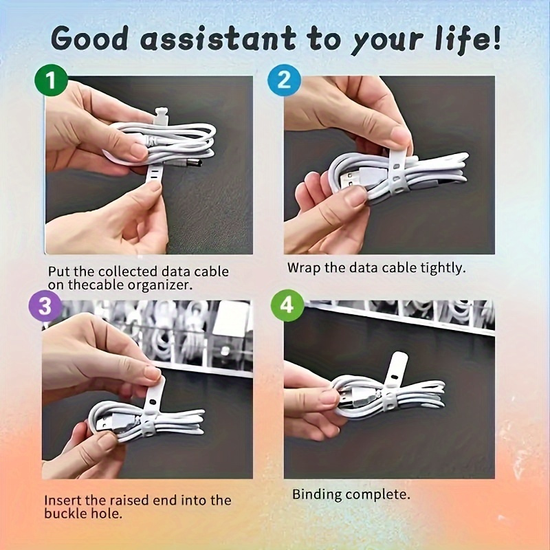 20pcs Silicone Cable Ties for Versatile Cord Organization