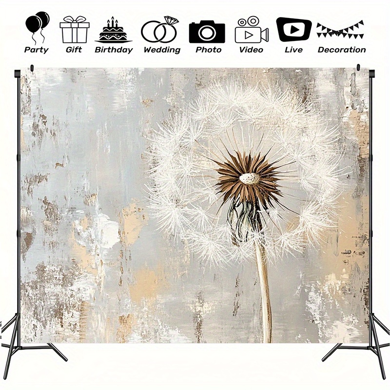 

Dandelion Wall Art - Polyester Backdrop For Photography, Garden Parties & Outdoor Celebrations, Textured Abstract, Photographic Cloth Banner, Holiday Decor