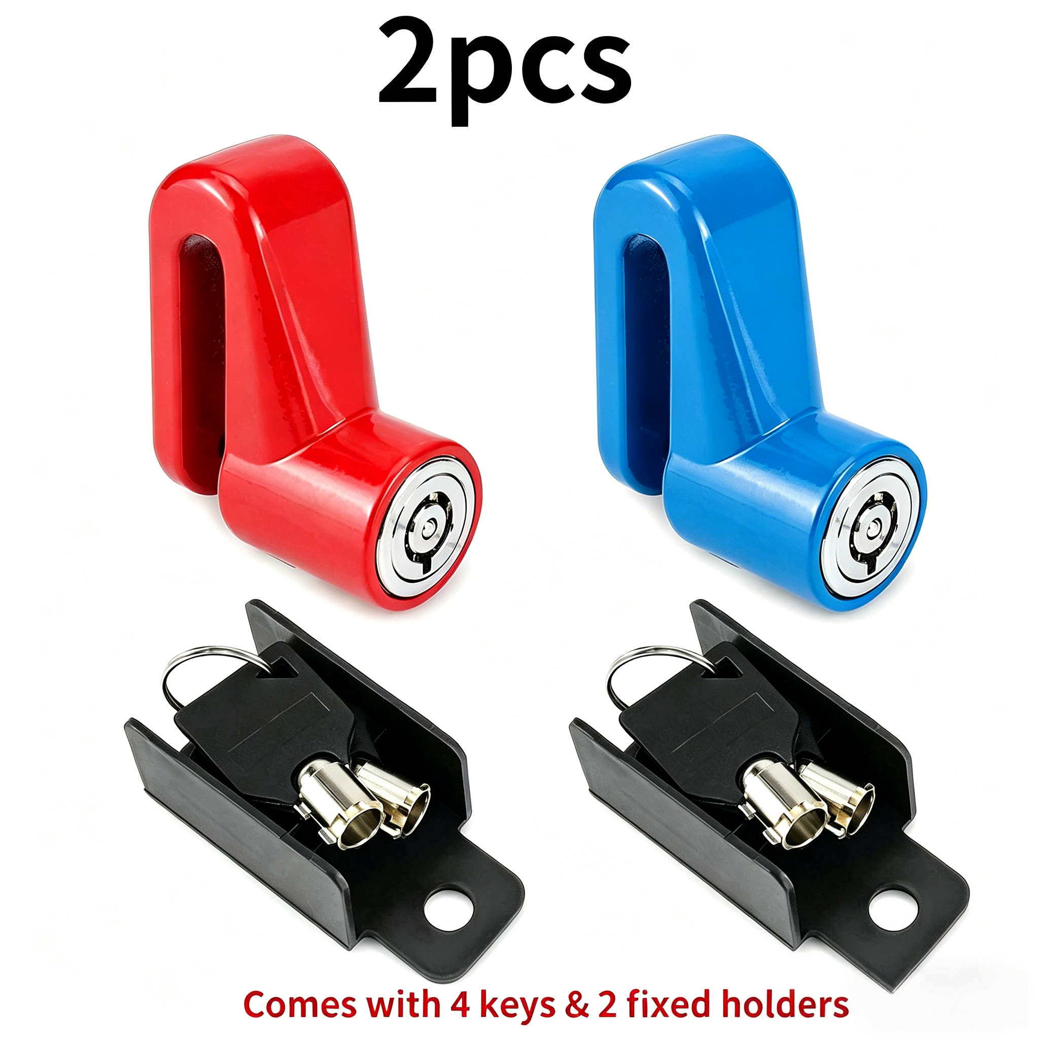 TEMU 2pcs/set Motorcycle Disc Brake Lock- , Anti-theft Wheel Security Lock With Keys & Mount Bracket, For Bikes Scooters