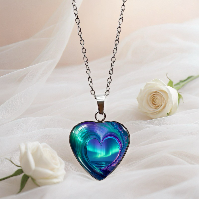 TEMU 1 collana con ciondolo a forma di cuore Aurora, in stile e da , regalo unico unisex