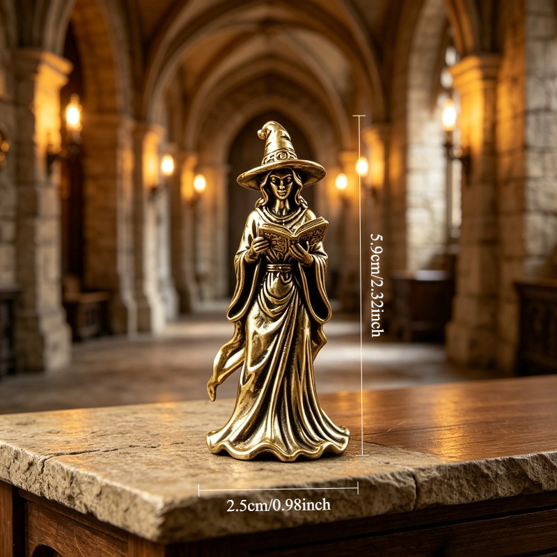 TEMU Statue décorative de sorcière en laiton, ornement de lecture, pour Halloween