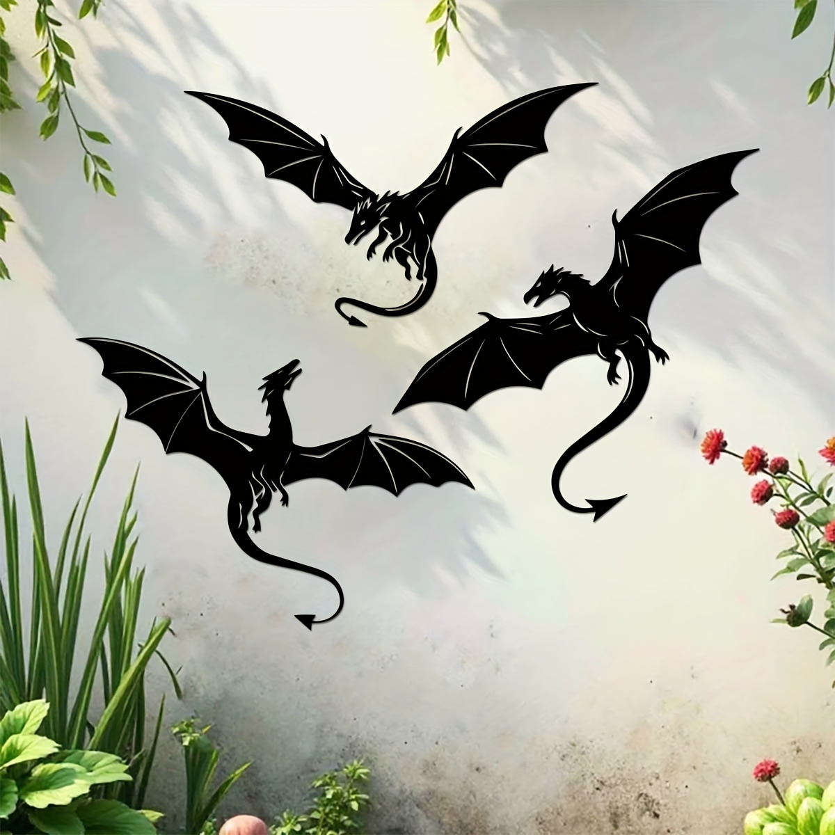TEMU 2d Flat, 3pcs Set Flying Dragon Acrylic Wall Art Sculpture - Modern Laser-cut Acrylic Dragon-shaped Hanging Ornament, Dragon-shaped Wall
