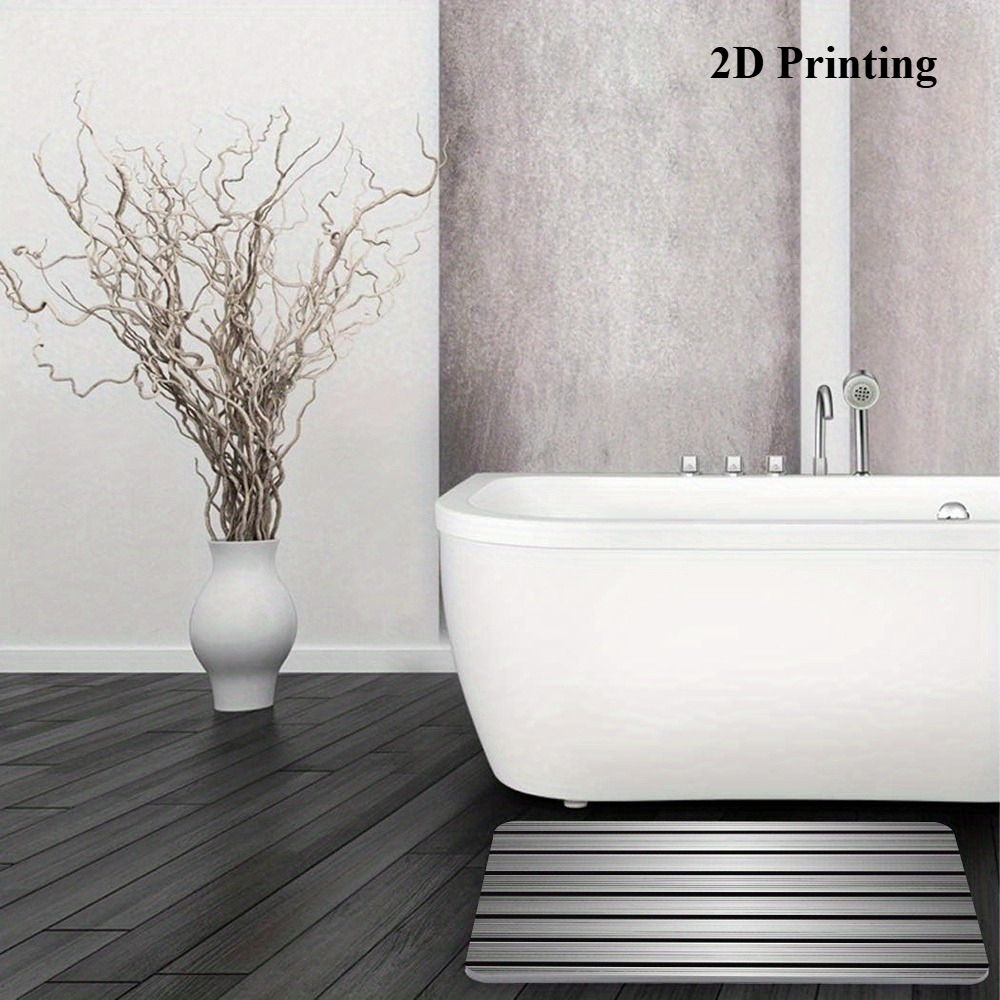 TEMU Tappetino da bagno 2D piatto, assorbente e ad asciugatura rapida, , in fango di diatomee, antiscivolo, con motivo grigio-, in gomma, resistente