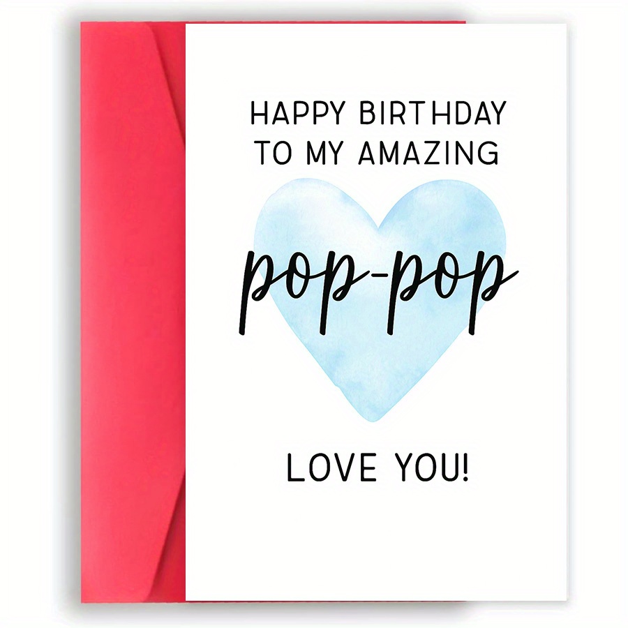 TEMU 1pc Happy Birthday Greeting Card With - "happy Birthday To Love You!" Message, Durable Paper, Ideal For Grandparents' Birthday Celebrations, ,