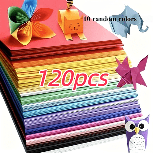 item picture 120 sheets 10 colors multifunctional solid color thickened creative paper heavy duty cardstock random colored square thick paper suitable for origami scrapbooking party decorations and projects vibrant paper art materials