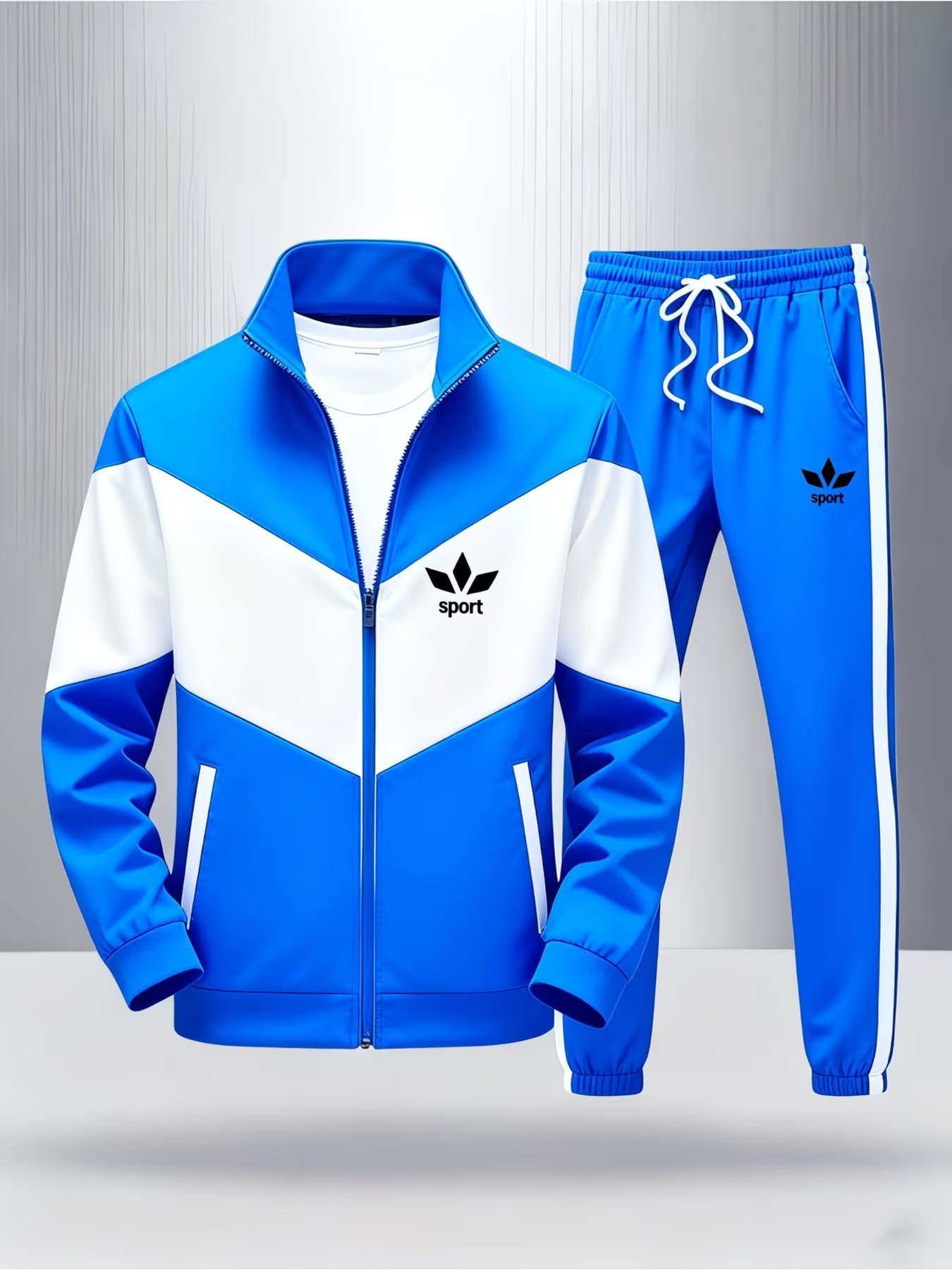 mens sporty color block logo print tracksuit   style activewear for adults men sportswear daily wear