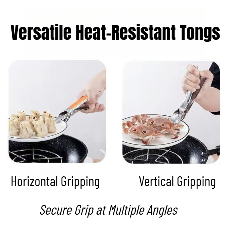 2 pack stainless steel heat resistant tongs non slip heavy duty anti   gripper for bowls plates dishes Product details 6