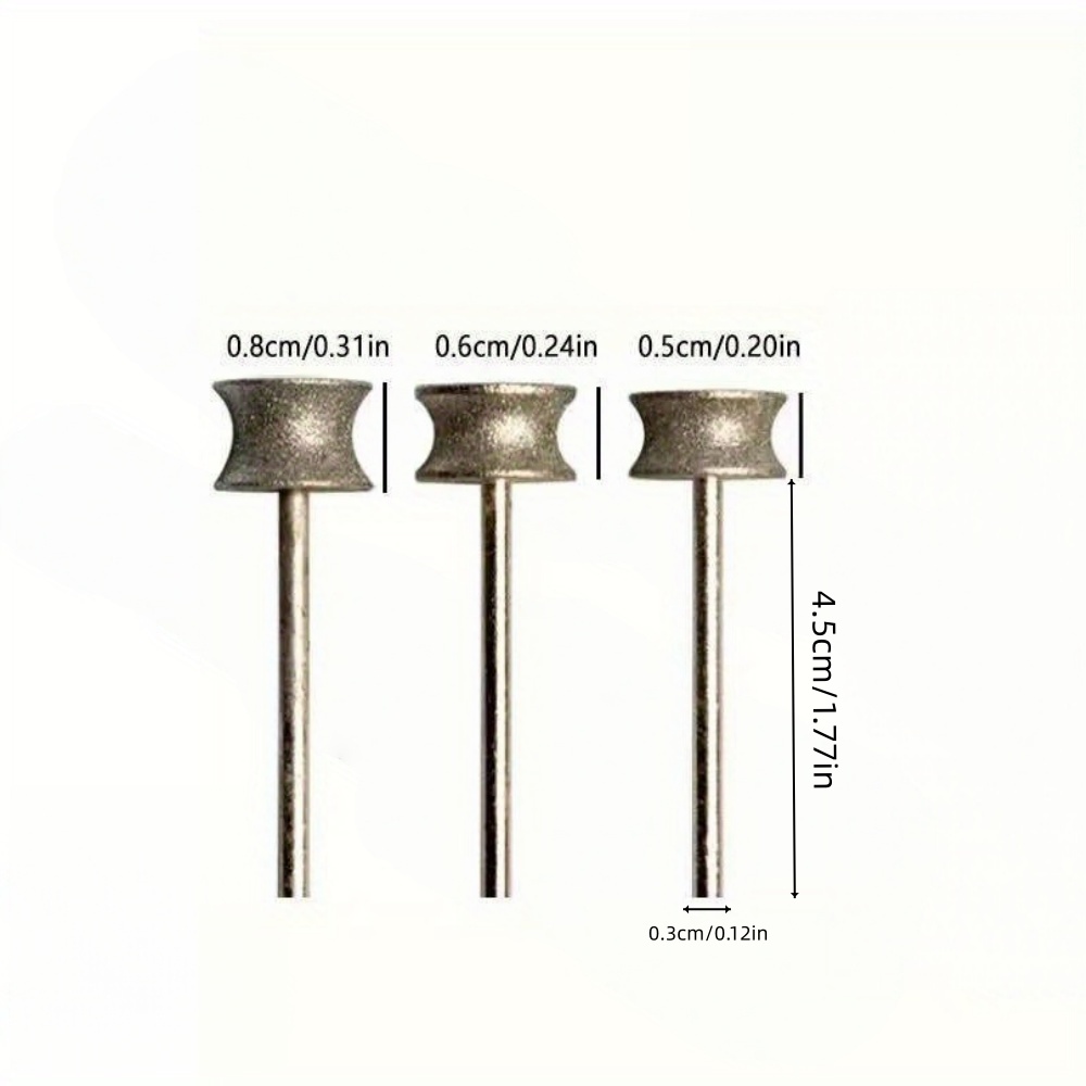 Image of A Set Of 3 Diamond Grinding Heads In Sizes 5/6/8mm, Designed For Polishing And Beveling Artificial Jade Surfaces, Suitable For Glass Edges