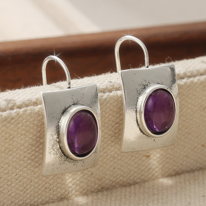 E-shop 1 Paar Klassische Elegante Geometrische Lila Damenschmuck, Ethno-Stil Tägliche Urlaubs-Ohrringe – Perfektes Urlaubsgeschenk