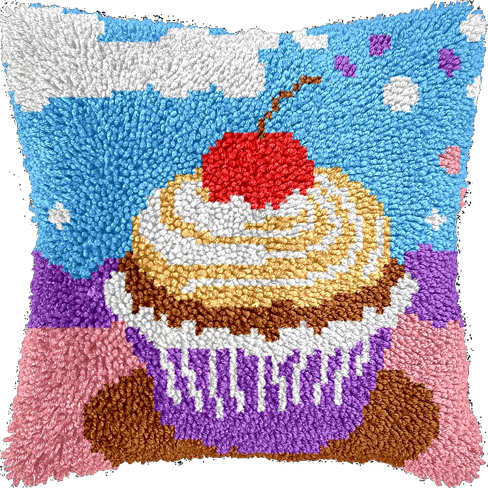 Latch Hook Pillow Kit with Pattern Printed Canvas