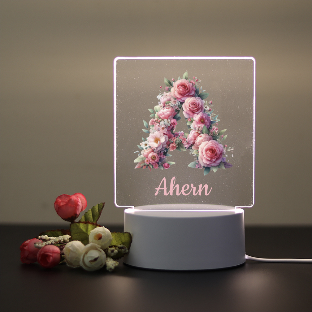 TEMU 1pc Custom Name Personalized Night Light, Motif Pattern, Led Night Light, Decorative Desk Lamp Night Light, Valentine's Day Gifts, Day Gift,