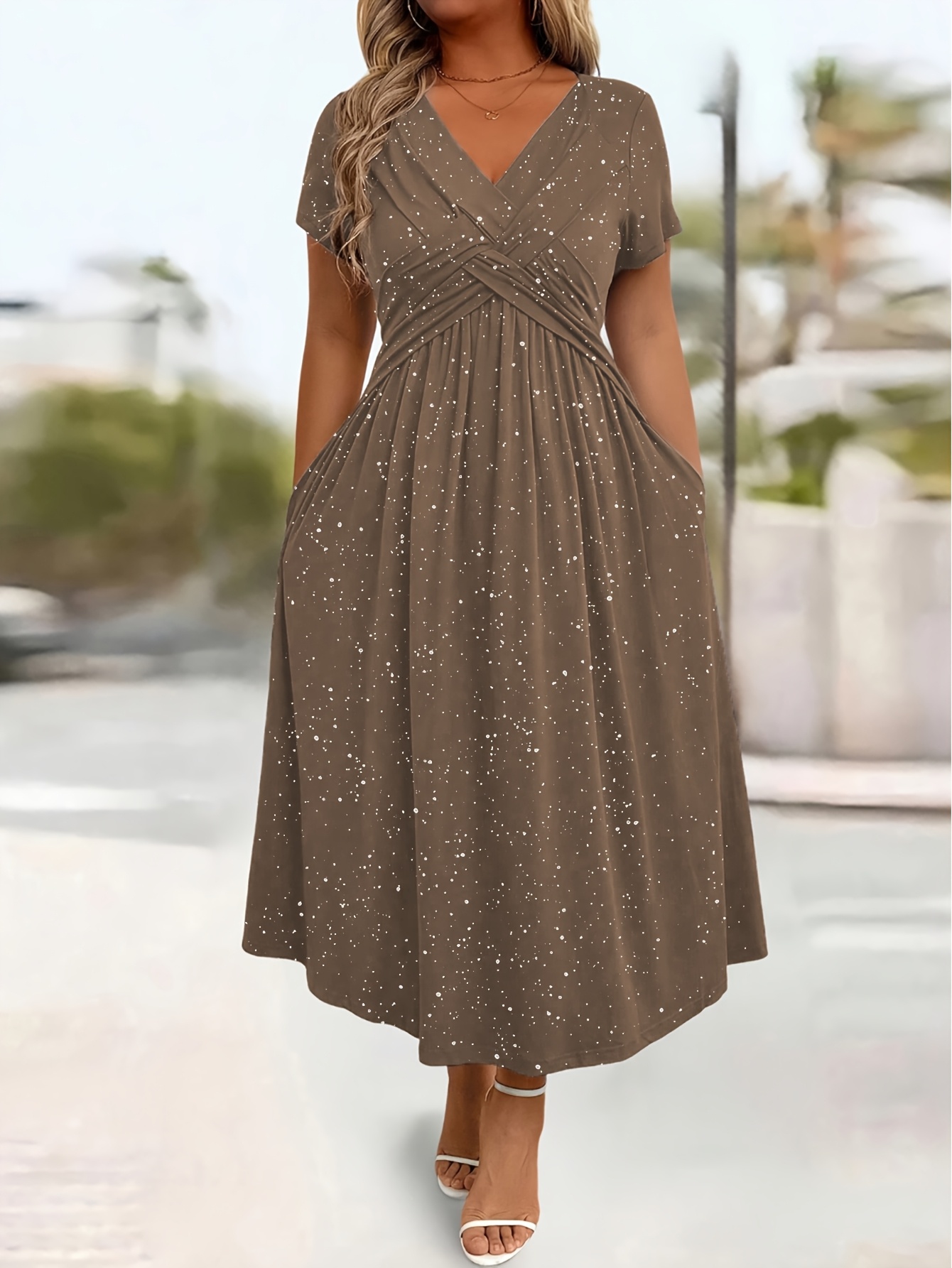 plus size brown cocktail dress Plus-Size Long A-Line Prom Dress: CL7485C Espresso / 16 main image 0