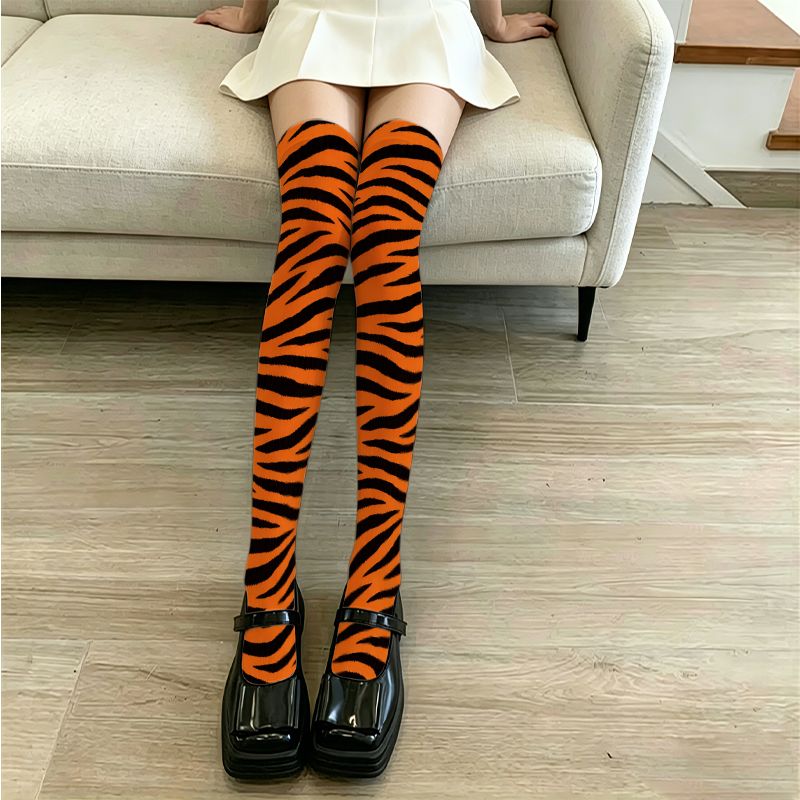 TEMU Women's Over-the-knee (otk) Stockings - Lolita Style Suitable For, Themed Events, Durable Breathable Tights With Full-coverage Striped