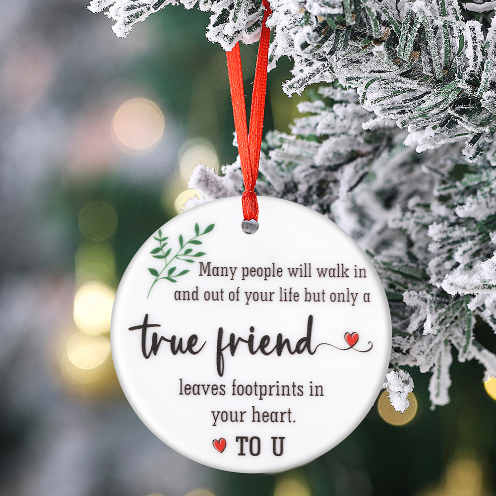 TEMU 2d Flat, A Precious Friendship Ornament Made Of Acrylic - " Leave Footprints In Your Heart" - For Decorating Christmas Trees, Windows,