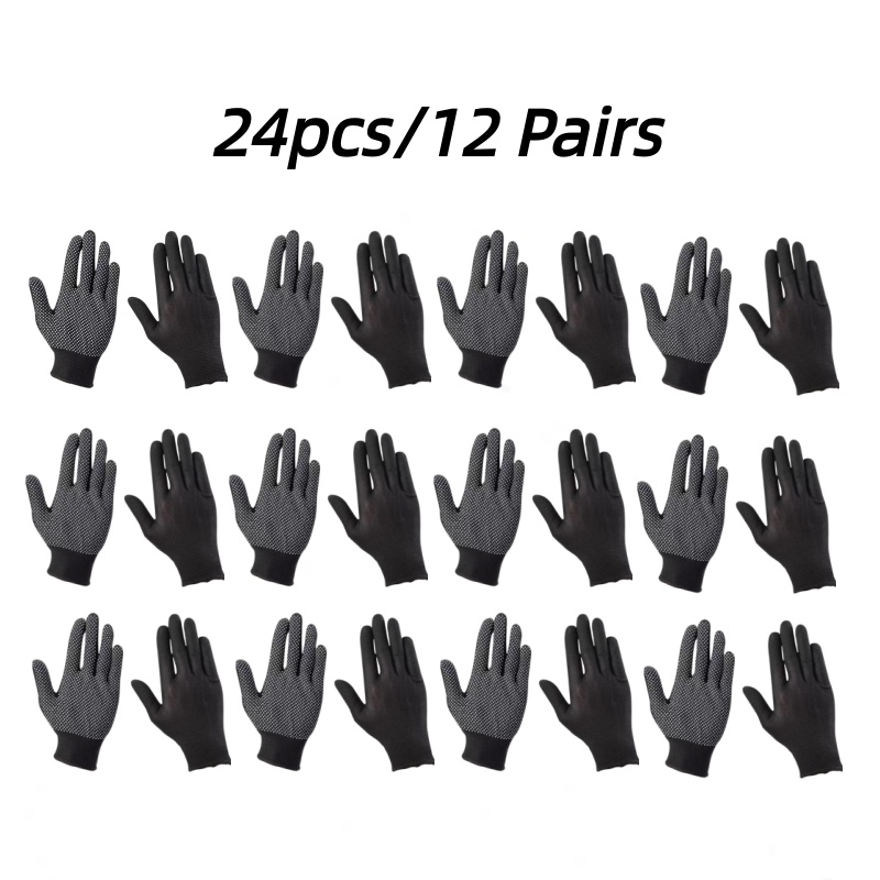 24pcs Nylon Dotted Gloves, Suitable For Outdoor Cycling, Camping, Fishing, Lightweight And Wear-resistant, In A Of Colors
