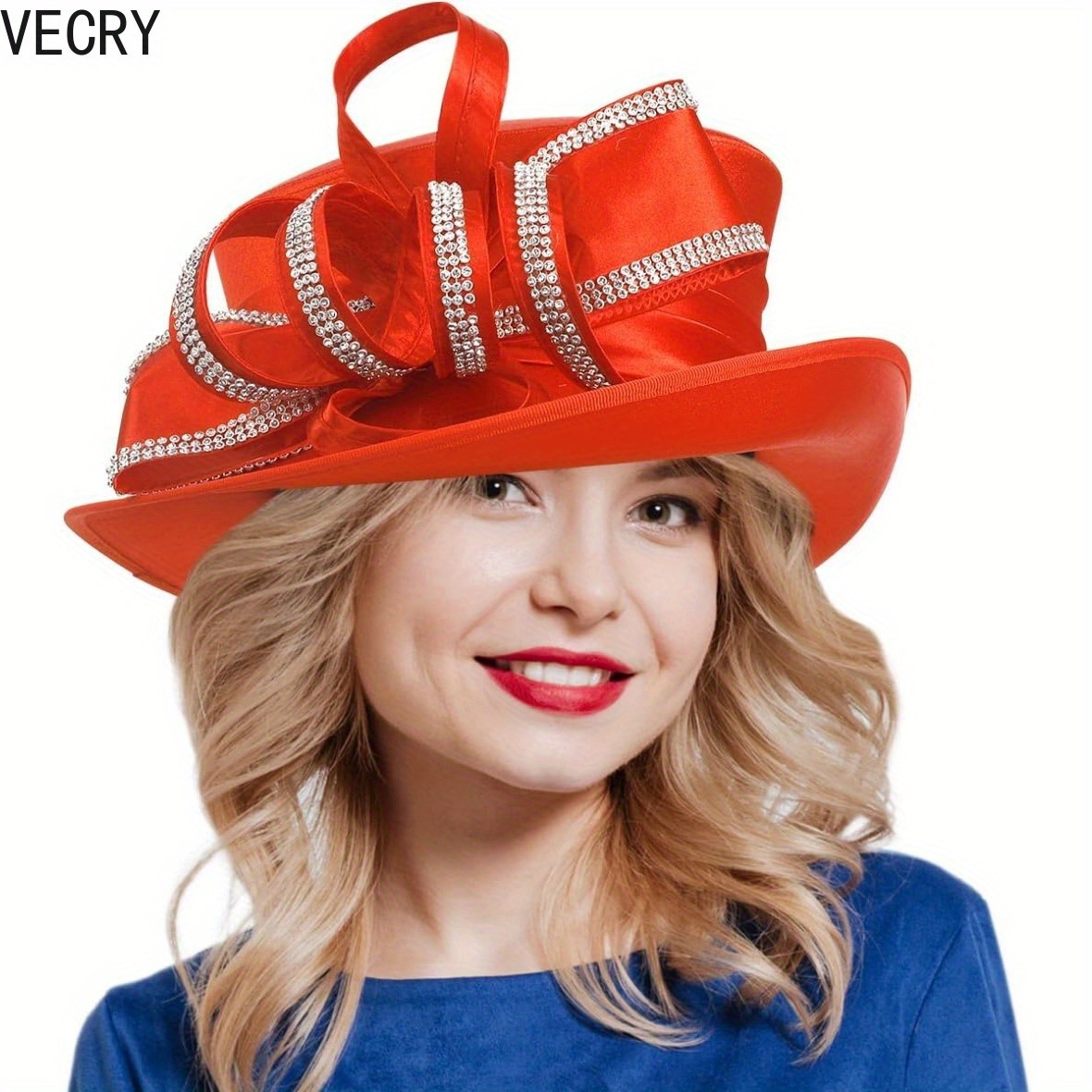 ladies church derby dress hat wide brim crystal tea - Temu