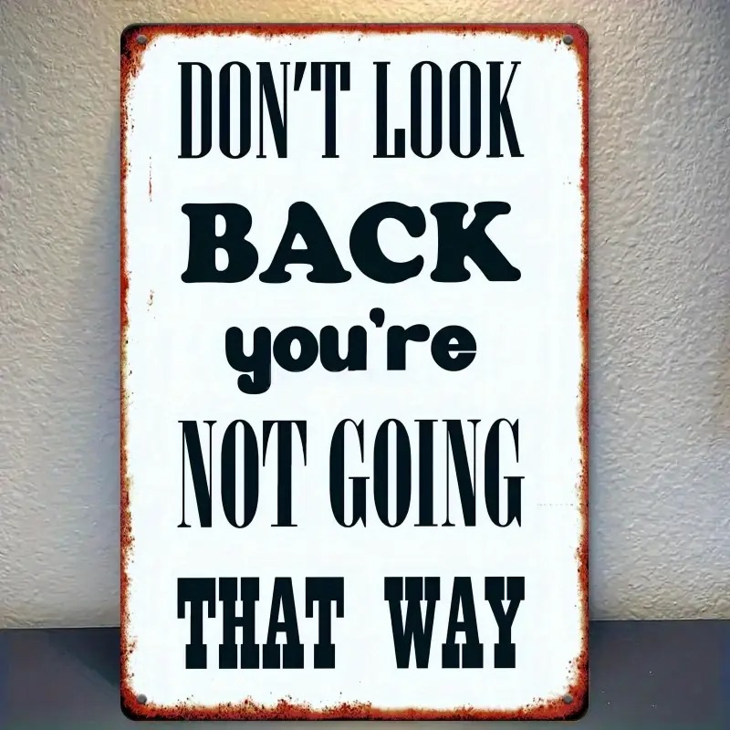TEMU 2d Flat - ใ3dใ 2d Flat, 2d Flat 1pc Vintage " Back" Metal Tin Sign- Rustic Iron Wall Art With Lettering And Background Aged Frame- Motivational