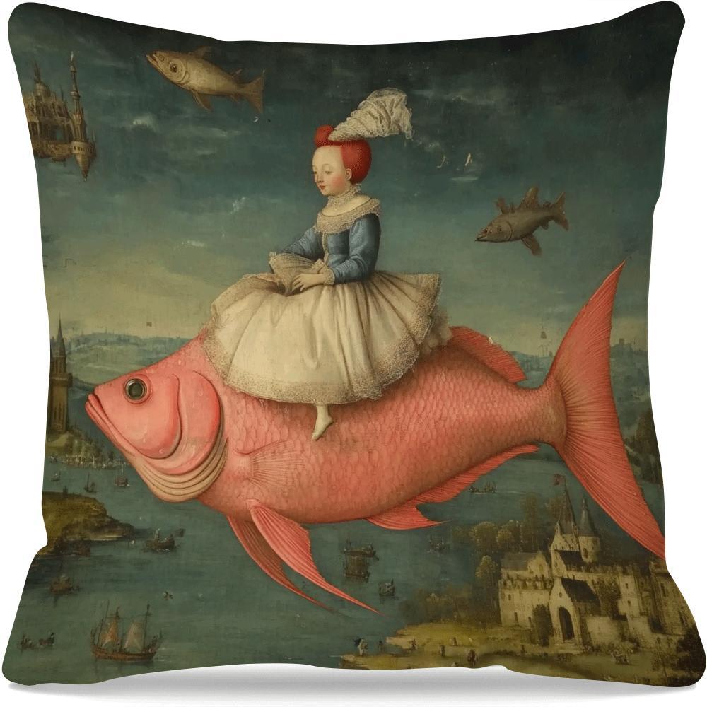 TEMU 1pc Strange Renaissance Pizza Pillowcase, Soft, Comfortable, Stylish, Easy, Suitable For Living Room, Bedroom, Sofa, Machine Washable 45.01x45.01cm, Pillow Core Not Included