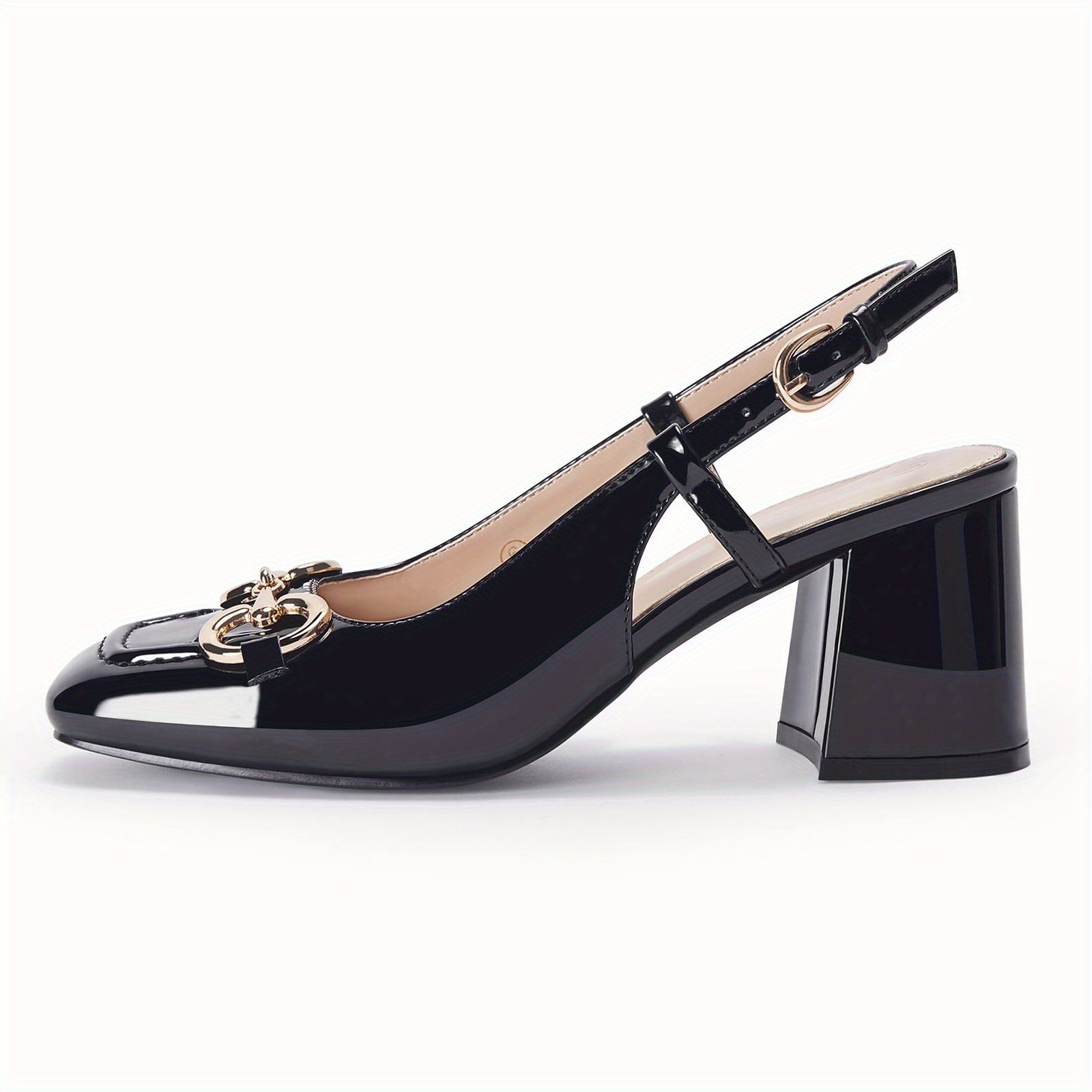 durable build] women's black slingback block heels golden - Temu