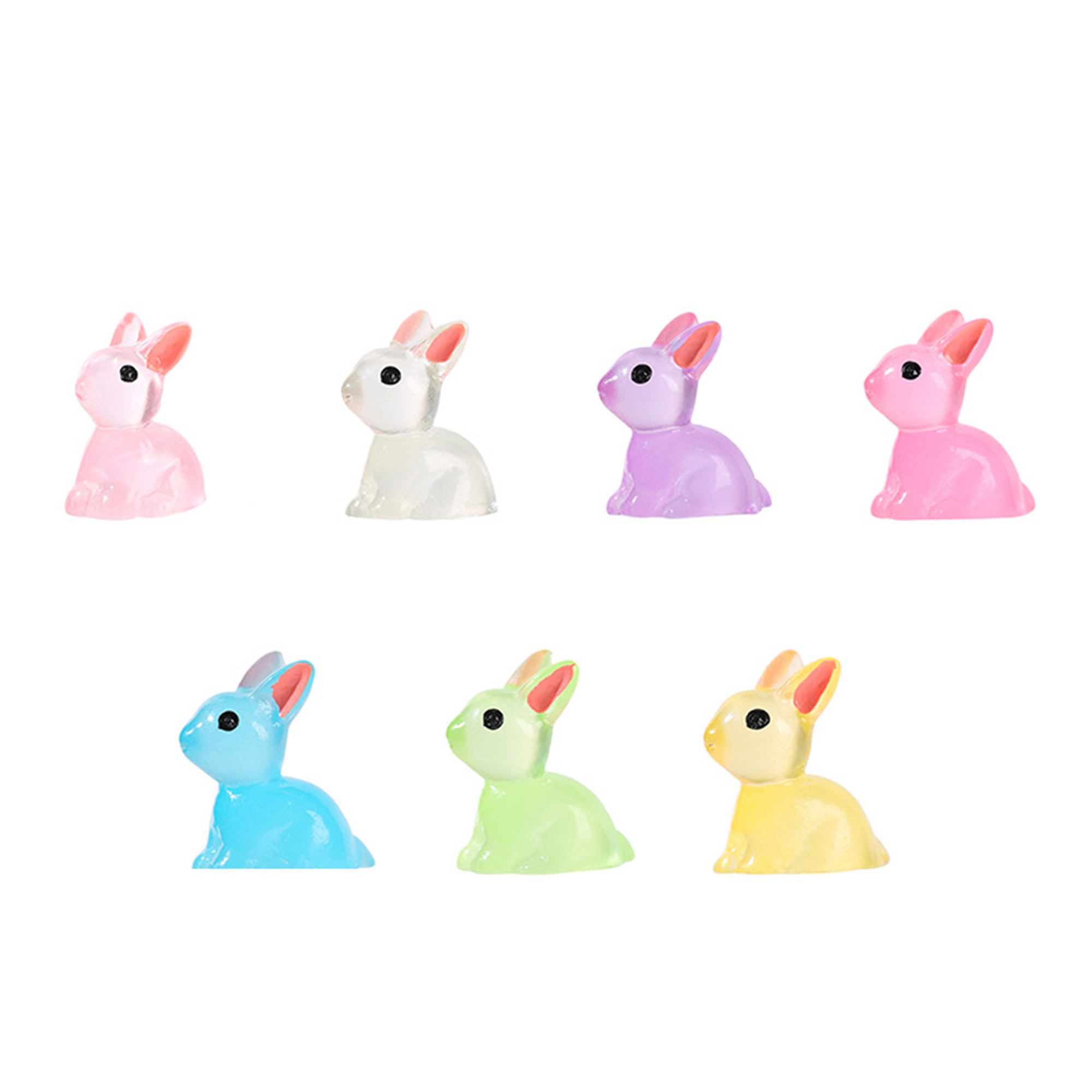 70-Piece Glow In The Dark Bunny Figurines - Mini Resin Rabbits For DIY Crafts & Easter Decor