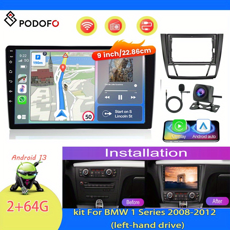 Image of 2 + 64 Gb 13 Car Radio For E81 E82 E87 E88 Radio Car, 9 Inch Ips Touch Screen Radio With Reversing Camera, B-t, Navi, Wifi, Dsp, Eq