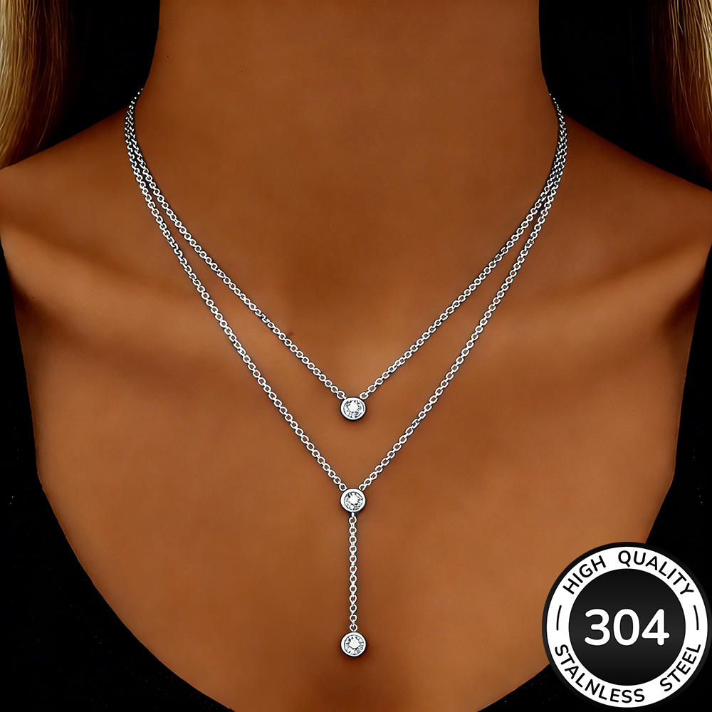 Image of Jorell Women's Plated Stainless Steel Layered Necklace - Hypoallergenic Suitable For Daily Wear & Parties, Elegant Minimalist Jewelry Gift For Valentine's Day, Birthdays, Layered Chain Accessory