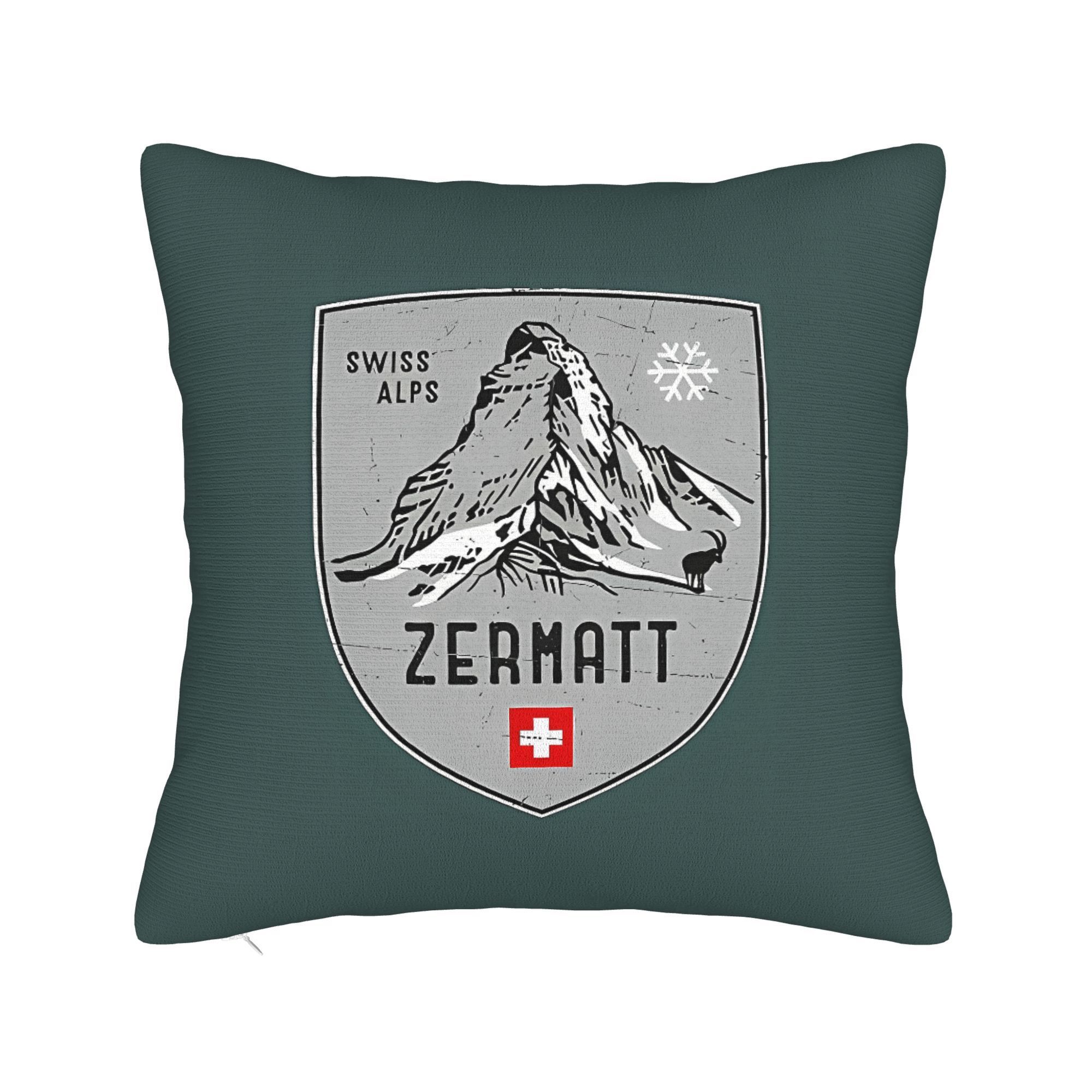 

1pc Zermatt Swiss Emblem Decorative Throw Pillow Cover, Style, Polyester, Machine Washable, Zipper Closure, Woven, With Without Insert For Sofa, Bedroom, Living Room Decor