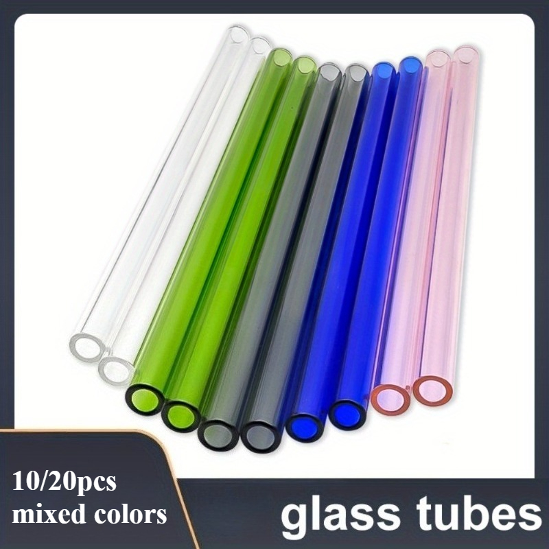 TEMU 10pcs/ 20pcs Pack Glass Straw High Borosilicate Glass Tubes, 4"/ 10.16cm, 12 X 2mm Multi-colored Glass Additions Household Glass Items, Clear