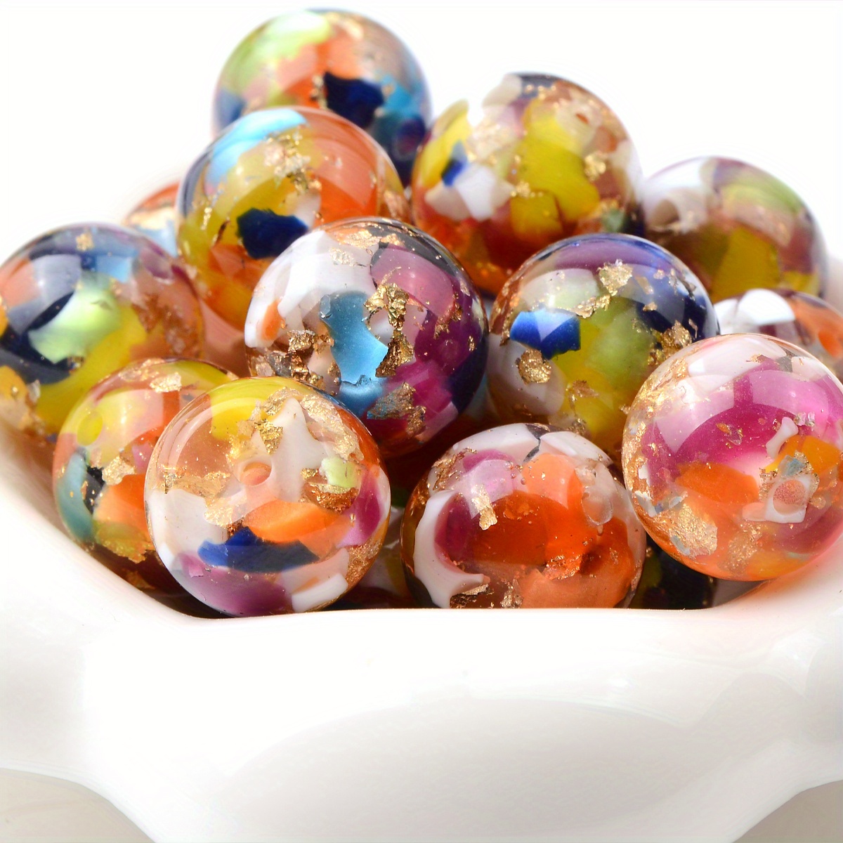 

10pcs Vintage Multicolored Acrylic Beads 16mm - Ideal For , Bracelets, Necklaces, Earrings & Keychains Crafting