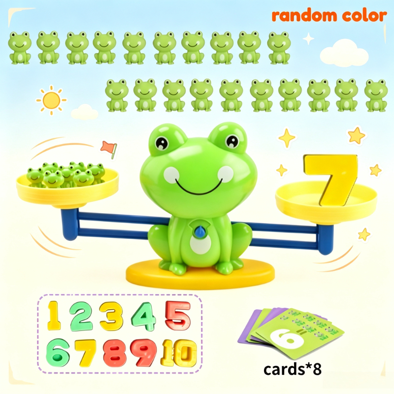 TEMU Prank Toy Frog Balance Math Toy (random Digital Colors)- Green Plastic, Interactive Weight Stacking & Counting Game For , Ideal For Thinking &
