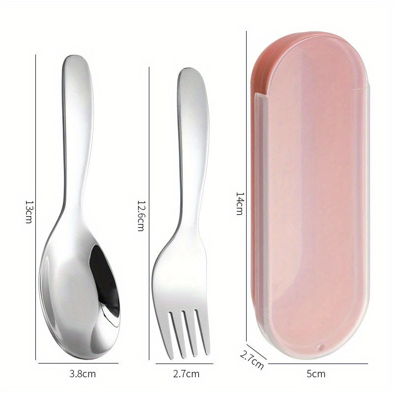 portable cutlery set with storage box fruit fork cake spoons stainless steel   kit for travel camping kitchen tableware Product details 1
