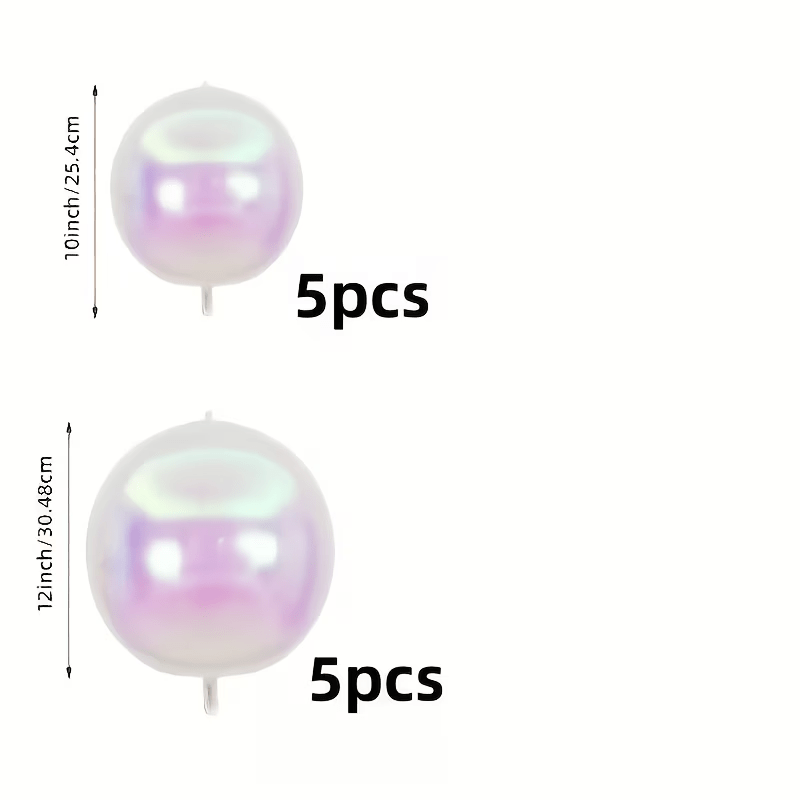 TEMU 10pcs 10/12 Inch Transparent Iridescent Gradient Laser 4d Ball Round Foil Balloon Set Colorful Theme Party Gathering Decoration Balloons
