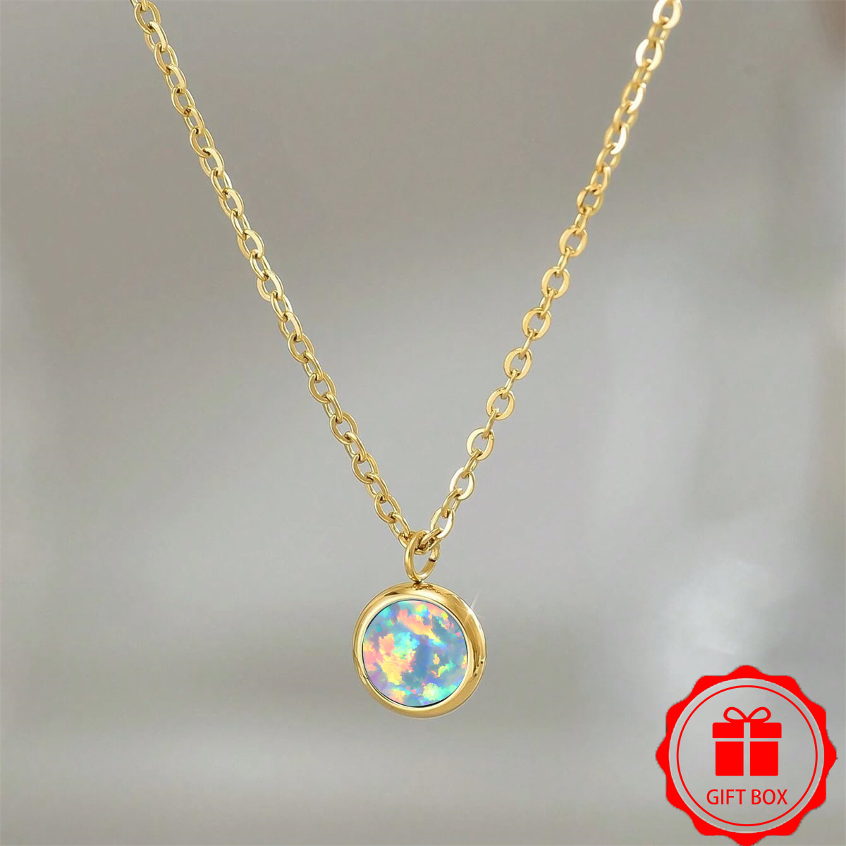 Image of 1pc Exquisite Fashion Round Synthetic Synthetic Zirconia Plated Women's Fashion Statement Necklace Suitable For Birthday Gift Party Dating Daily Wear