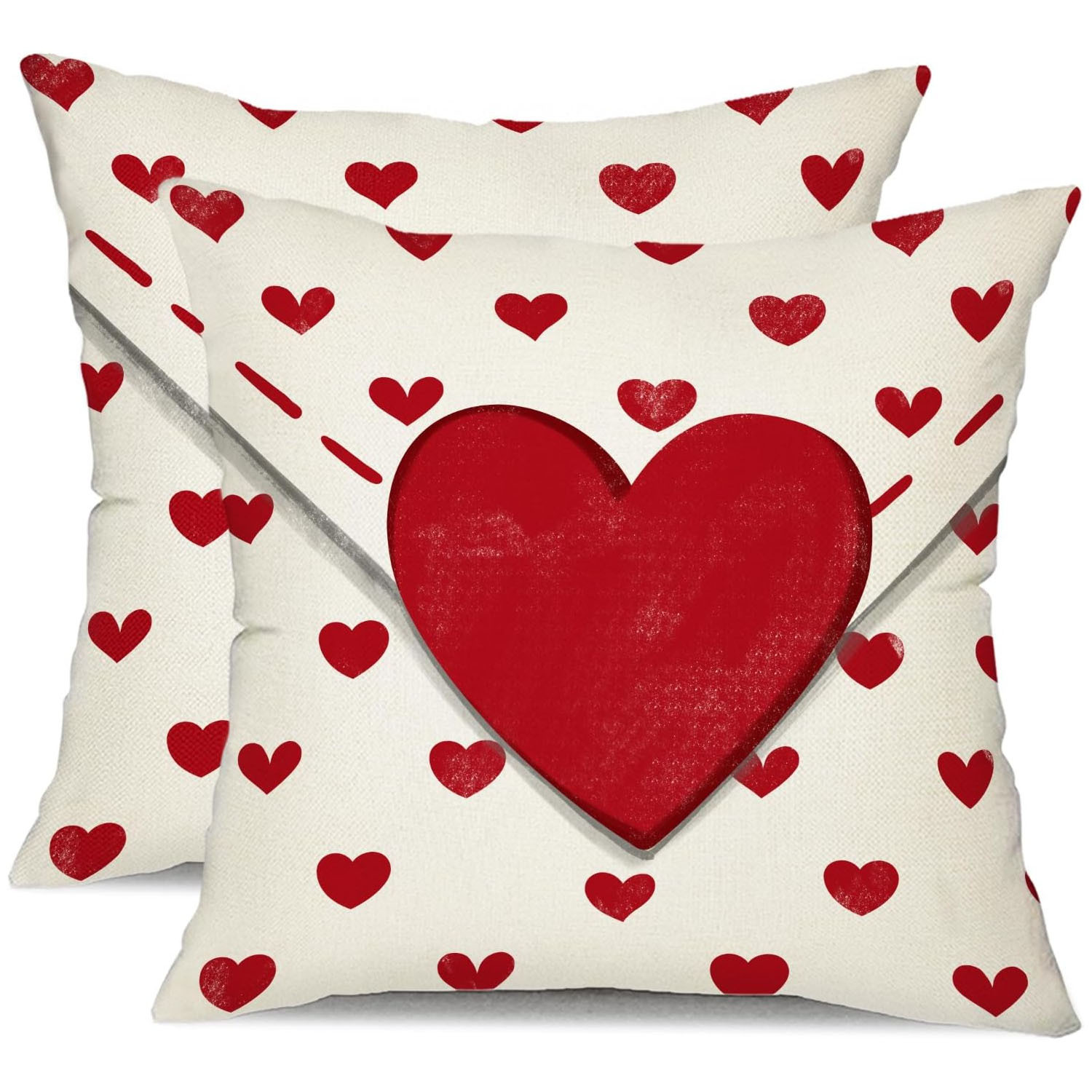 

2pcs Modern Valentine's Day Pillow Covers, Red , 18x18 Inch, Polyester, Zipper Closure, Machine Washable, Decorative Sofa Cushion Covers - Black, White & Red